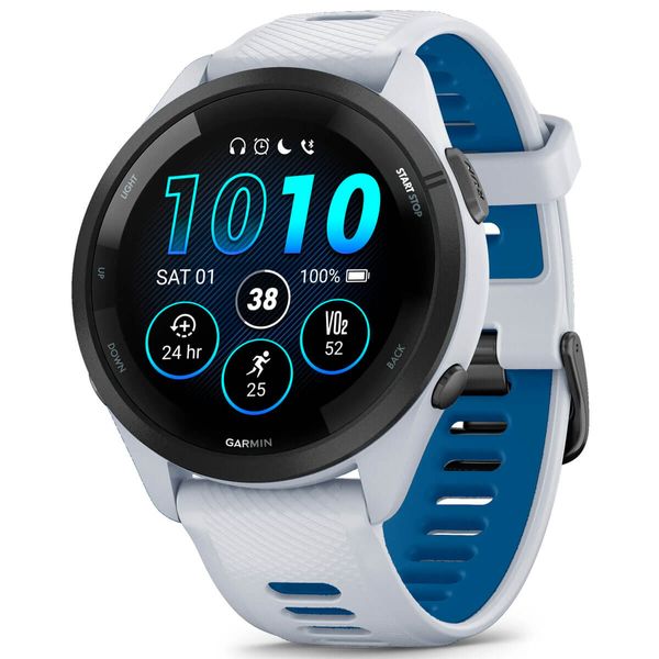 Смарт-годинник Garmin Forerunner 265 Black Bezel with Whitestone Case and Whitestone/Tidal Blue Silicone Band (010-02810-51) 460477 фото