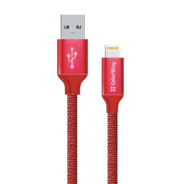 Кабель ColorWay USB - Lightning (M/M), 1 м, Red (CW-CBUL004-RD) 239246 фото