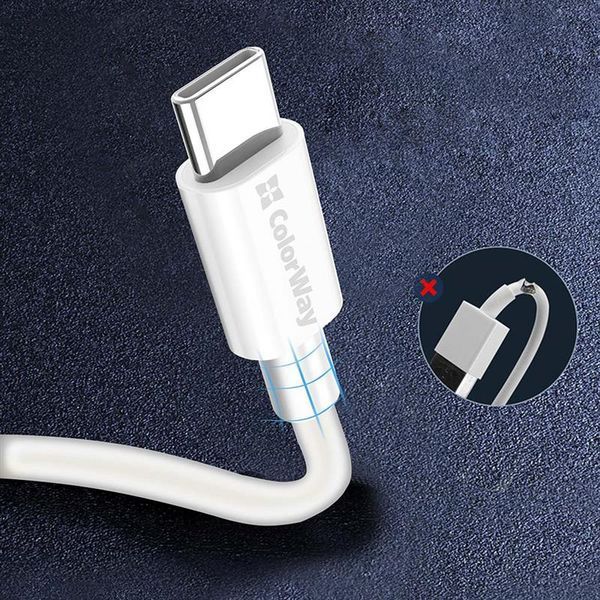 Кабель ColorWay USB Type-C - Lightning (M/M), 3.0 А, 1 м, White (CW-CBPDCL032-WH) 305927 фото