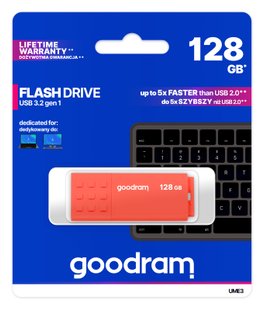 Флеш-накопичувач USB3.2 128GB GOODRAM UME3 Orange (UME3-1280O0R11) 293047 фото