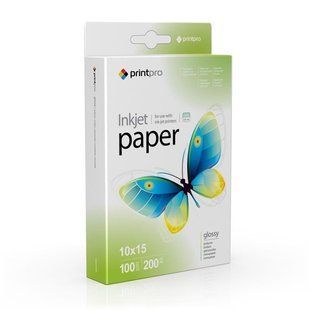 Фотопапір PrintPro глянцевий 200г/м2 10x15см 100арк (PGE2001004R) 115288 фото