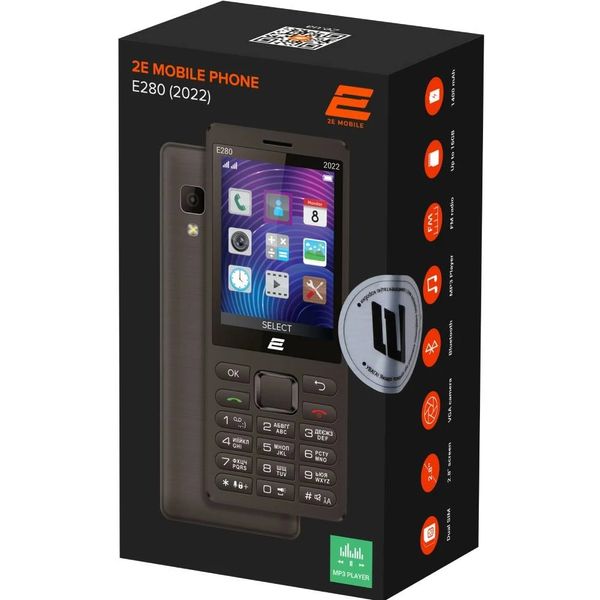 Мобiльний телефон 2E E280 2022 Dual Sim Black (688130245210) 451678 фото