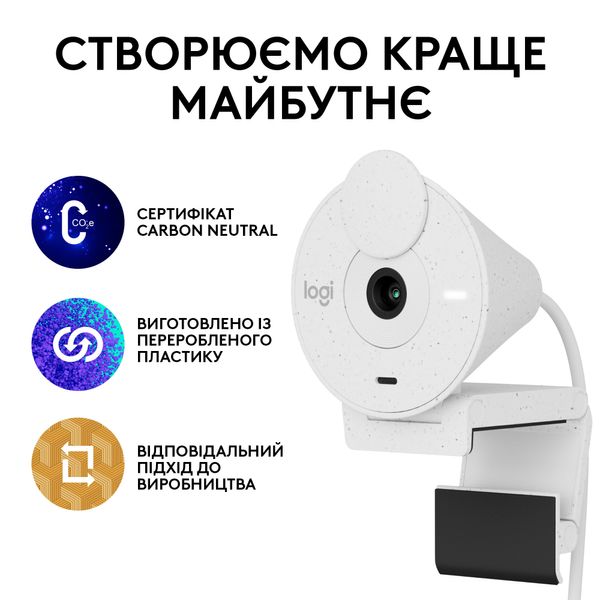 Веб-камера Logitech Brio 300 White (960-001442) 453738 фото