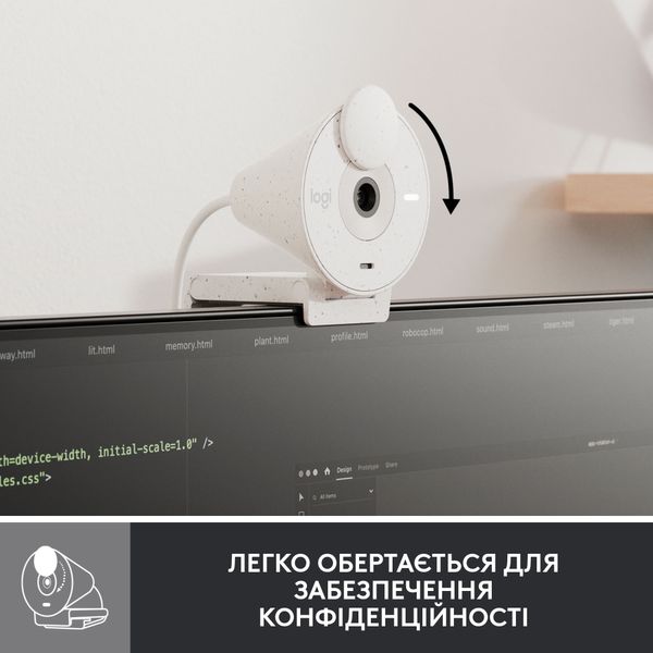 Веб-камера Logitech Brio 300 White (960-001442) 453738 фото