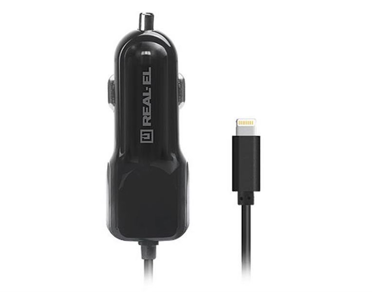 Автомобільний зарядний пристрій REAL-EL CA-17 (2USB, 2.1A) Black + кабель Lightning 296263 фото