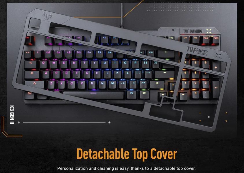 Клавiатура Asus TUF Gaming K3 Gen II Opti-Mech RGB 97key Switches ABS Black (90MP0390-BKMA00)_promo 608281 фото