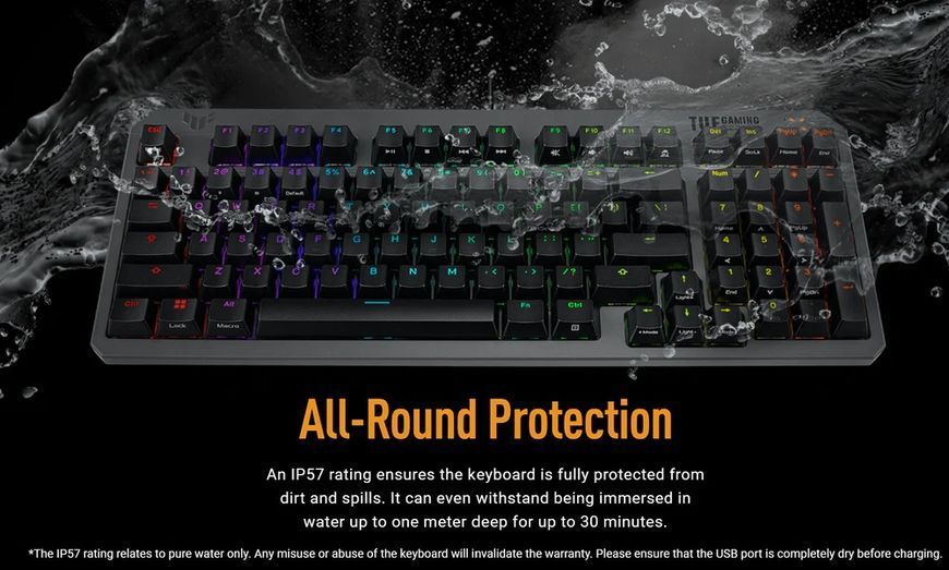Клавiатура Asus TUF Gaming K3 Gen II Opti-Mech RGB 97key Switches ABS Black (90MP0390-BKMA00)_promo 608281 фото