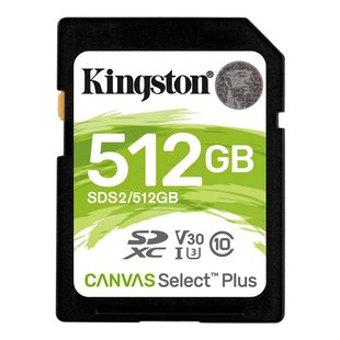 Карта пам`яті SDXC 512GB UHS-I/U3 Class 10 Kingston Canvas Select Plus R100/W85MB/s (SDS2/512GB) 277342 фото