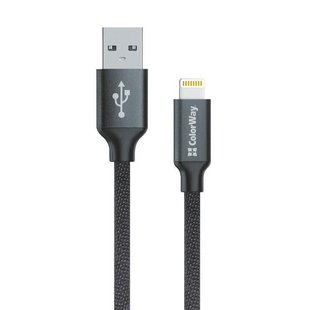 Кабель ColorWay USB - Lightning (M/M), 2.4 А, 2 м, Black (CW-CBUL007-BK) 296158 фото