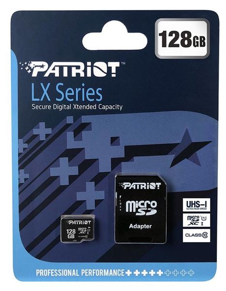 Карта пам`ятi MicroSDXC 128GB UHS-I Class 10 Patriot LX + SD-adapter (PSF128GMCSDXC10) 182888 фото