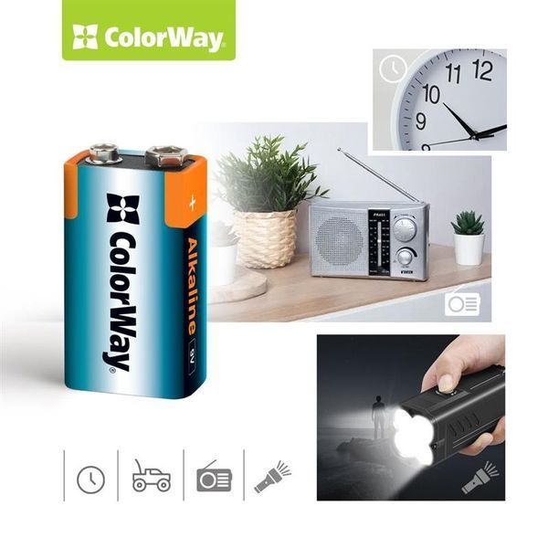 Батарейка ColorWay Alkaline Power Krona/6LR61 BL 1шт 465984 фото