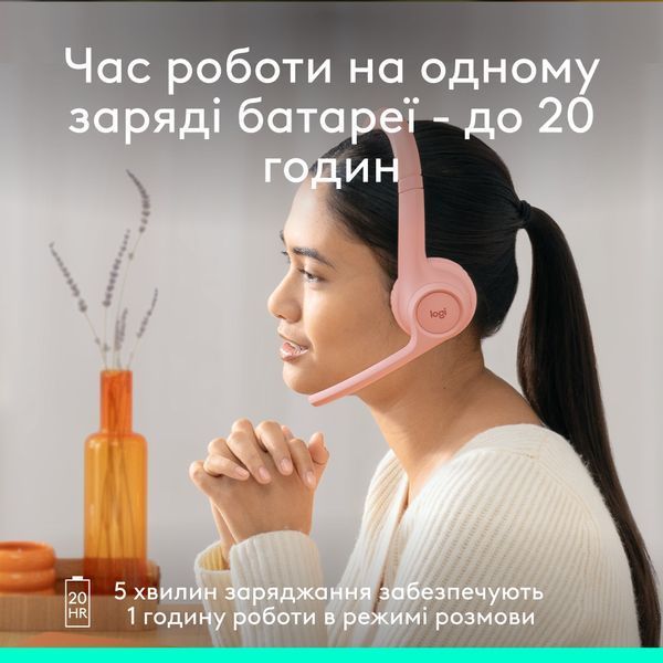Bluetooth-гарнітура Logitech Zone 300 Wireless Rose (981-001412) 514755 фото
