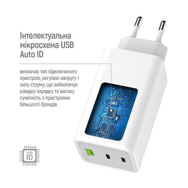 Мережевий зарядний пристрій ColorWay GaN Mini 100W PD Port PPS USB (USB-2C1A) White (CW-CHS061PD-WT) 554626 фото