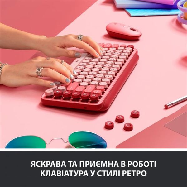 Клавiатура бездротова Logitech Pop Wireless Heartbreaker Rose (920-010737) 466928 фото