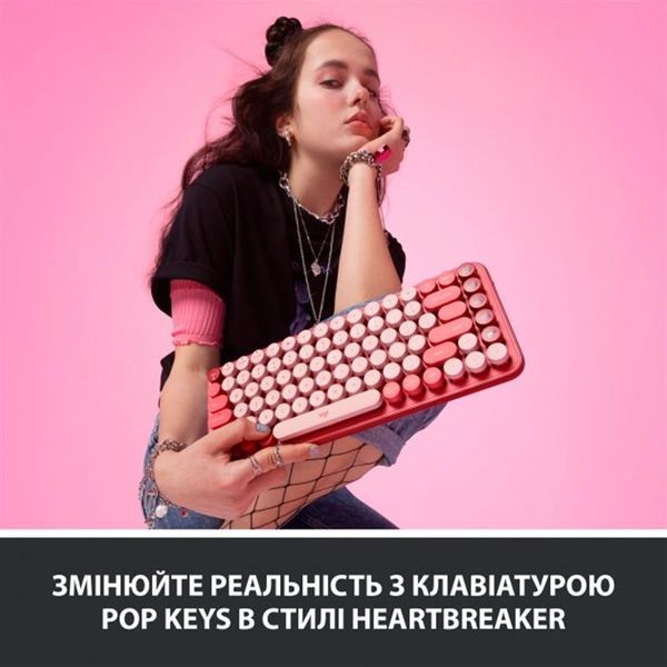 Клавiатура бездротова Logitech Pop Wireless Heartbreaker Rose (920-010737) 466928 фото