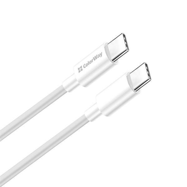 Кабель ColorWay USB Type-C - USB Type-C (M/M), PD Fast Charging 65W, 3.0 А, 1 м, White (CW-CBPDCC055-WT) 504826 фото