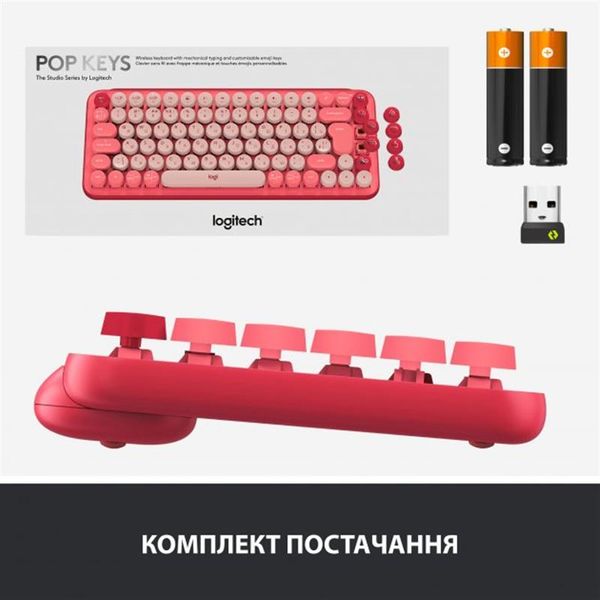 Клавiатура бездротова Logitech Pop Wireless Heartbreaker Rose (920-010737) 466928 фото