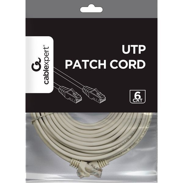 Патч-корд UTP Cablexpert (PP6U-CU-10M) Cat.6, литий, 50u" штекер із засувкою, 10 м, сірий 540717 фото