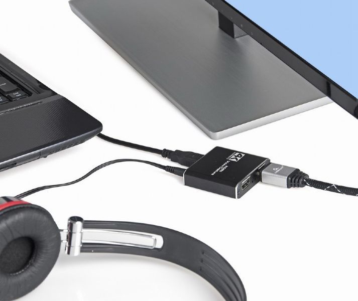 Адаптер Cablexpert HDMI - HDMI+USB+3.5 мм (F/F), Black (UHG-4K2-01) 393309 фото