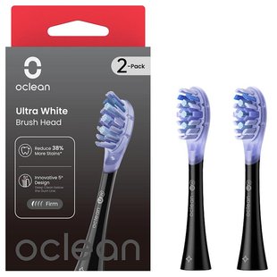 Насадка для зубної електрощітки Oclean UW02 B02 Ultra White Brush Head Black (2 шт) (6970810553550) 492456 фото