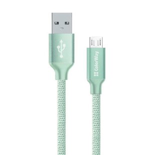 Кабель ColorWay USB - micro USB (M/M), 2.4 А, 2 м, Mint (CW-CBUM009-MT) 296161 фото