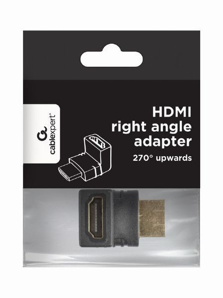 Адаптер Cablexpert HDMI - HDMI, M/F, Г-подібний, чорний (A-HDMI270-FML) пакет 203286 фото