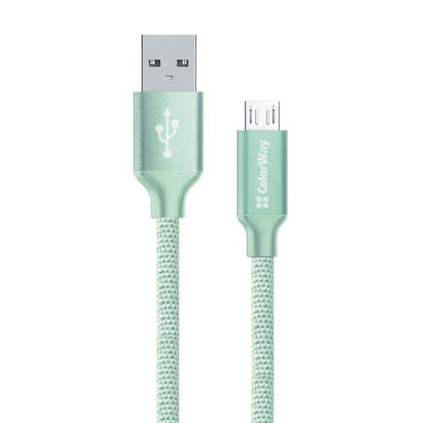 Кабель ColorWay USB - micro USB (M/M), 2.4 А, 2 м, Mint (CW-CBUM009-MT) 296161 фото