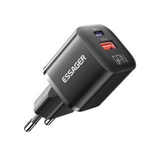 Мережевий зарядний пристрій Essager Camber 20W USB A + Type C Black (ECTAC-HMB01-P) 608008 фото