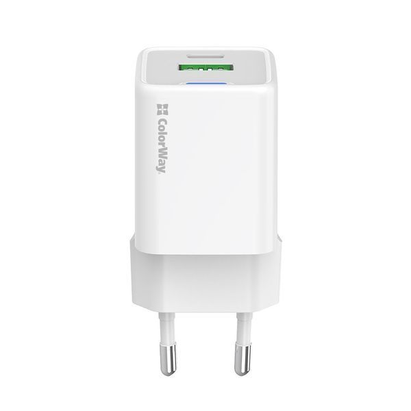 Мережевий зарядний пристрій ColorWay GaN Mini 30W PD Port PPS USB (Type-C PD + USB QC4.0) White (CW-CHS053PD-WT) 551225 фото