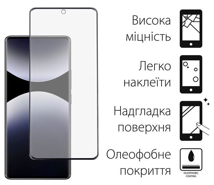 Захисне скло Dengos для Xiaomi Redmi Note 14 Pro Black Full Glue (DG-TG2P-64) 2шт 543591 фото