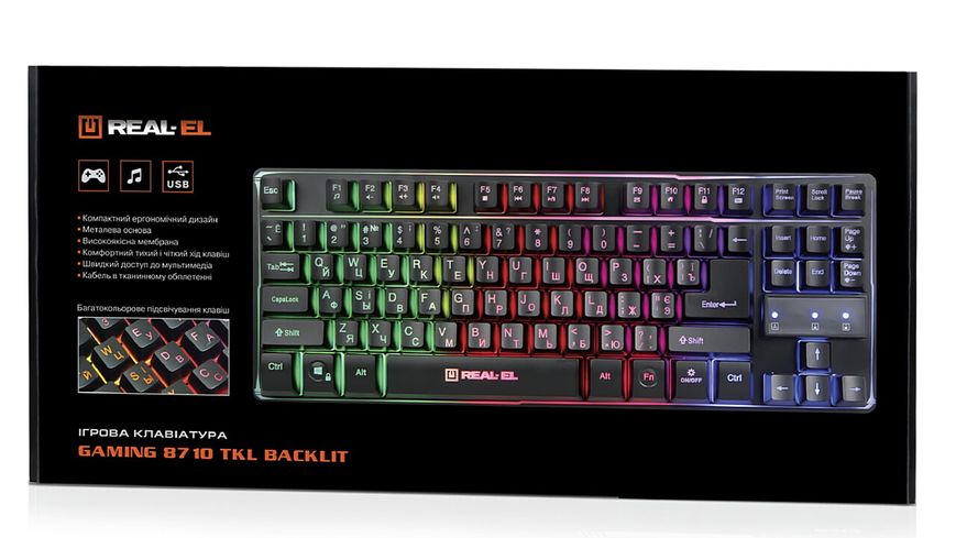 Клавіатура REAL-EL Gaming 8710 TKL Backlit Ukr Black 449231 фото