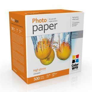Фотопапір ColorWay глянцевий 230г/м2 10x15см 500 арк. (PG2305004R) 17514 фото