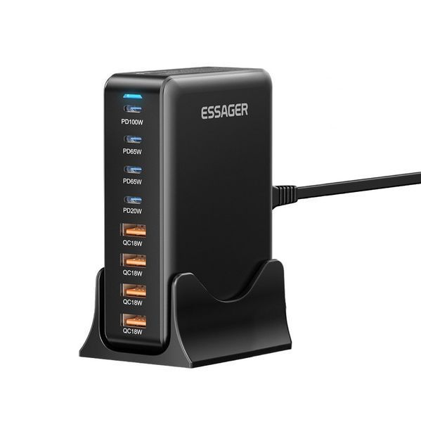 Мережевий зарядний пристрій Essager Engine 320W 4xUSB-C+4xUSB-A Black (EZC320W-QJB0G-Z) 608010 фото