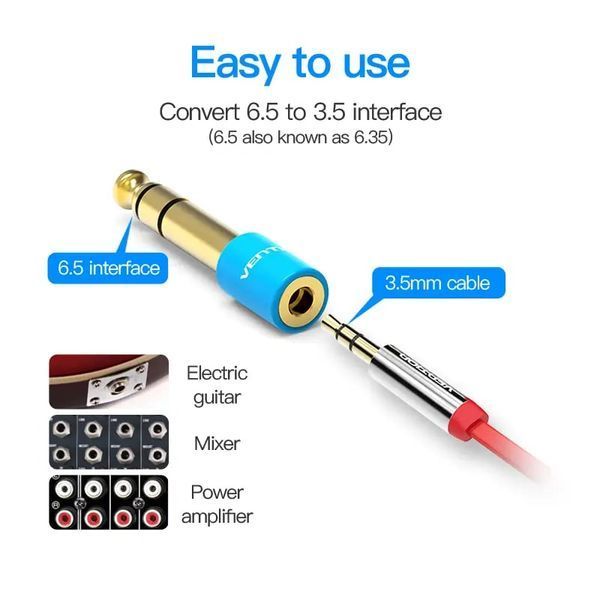 Адаптер Vention Audio 6.35 мм - 3.5 мм (M/F) (VAB-S01-L) 395013 фото