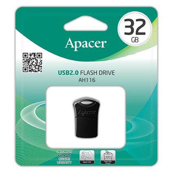 Флеш-накопичувач USB 32GB Apacer AH116 Black (AP32GAH116B-1) 242889 фото