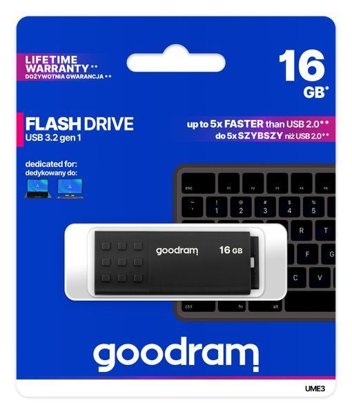 Флеш-накопичувач USB3.2 16GB Goodram UME3 Black (UME3-0160K0R11) 286338 фото