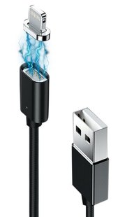 Кабель Grand-X USB - Lightning (M/M), магнітний, 1 м, Black (MG-01L) 321216 фото