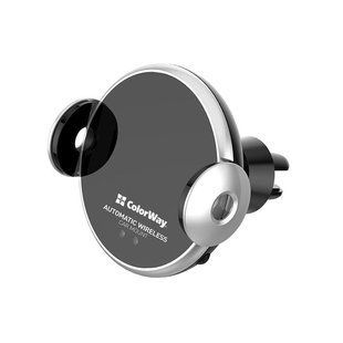 Тримач автомобільний+бездротовий ЗП ColorWay AutoSense Car Wireless Charger 2 15W Black (CW-CHAW036Q-BK) 389113 фото