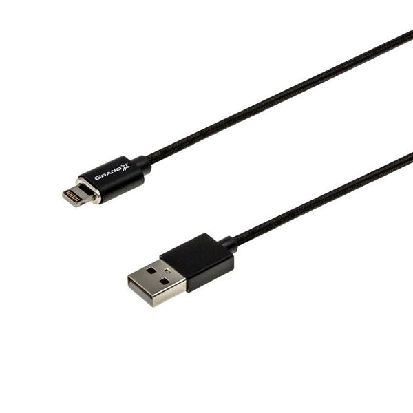 Кабель Grand-X USB - Lightning (M/M), магнітний, 1 м, Black (MG-01L) 321216 фото