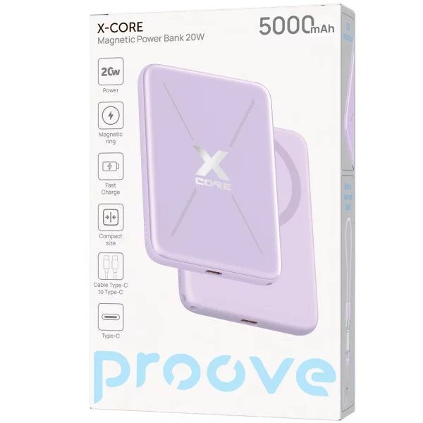 Універсальна мобільна батарея Proove X-Core 20W 5000mAh Purple (PNXC20010009) 592492 фото