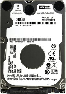 Накопичувач HDD 2.5" SATA 500GB WD AV-25 16MB 5400rpm (WD5000LUCT) Refurbished 157901 фото