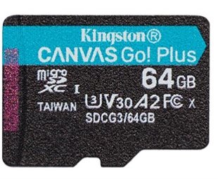 Карта пам`яті MicroSDXC 64GB UHS-I/U3 Class 10 Kingston Canvas Go! Plus R170/W70MB/s (SDCG3/64GBSP) 303983 фото