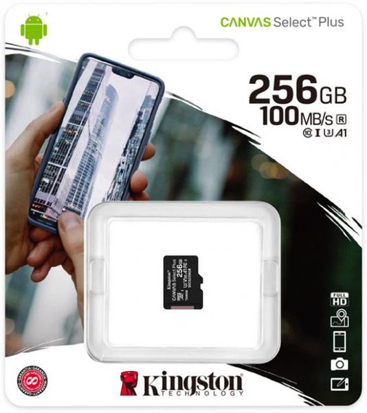 Карта пам`яті MicroSDXC 256GB UHS-I/U3 Class 10 Kingston Canvas Select Plus R100/W85MB/s (SDCS2/256GBSP) 277378 фото