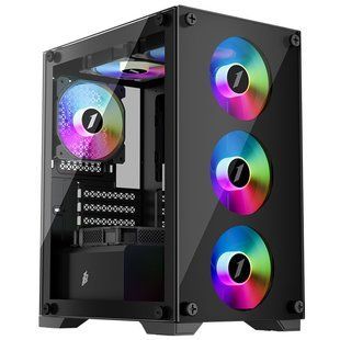 Корпус 1stPlayer X2-M-BK-4F1 Black без БЖ 541905 фото