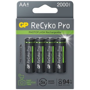 Акумулятори GP Recyko+ Pro Photo Flash 2000 (GP210AAHCF-2APCEB4) AA/HR06 NI-MH 2000 mAh BL 4 шт 479723 фото