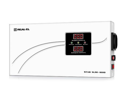 Стабілізатор REAL-EL STAB SLIM-1000 White 170366 фото