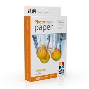 Фотопапір ColorWay глянцевий 200г/м2 10х15см 100 арк. (PG2001004R) 45768 фото