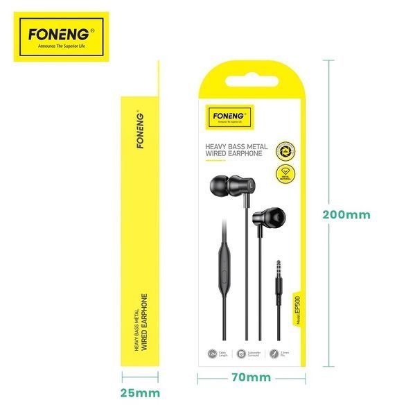Гарнітура Foneng EP500 heavy bass metal remote earphone (EP500-E-R-HBM) 484408 фото