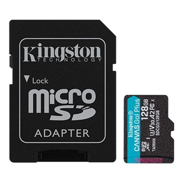 Карта пам`яті MicroSDXC 128GB UHS-I/U3 Class 10 Kingston Canvas Go! Plus R170/W90MB/s + SD-адаптер (SDCG3/128GB) 303984 фото