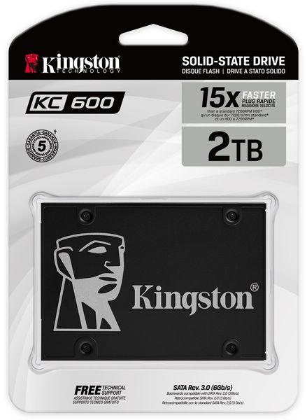 Накопичувач SSD 2TB Kingston KC600 2.5" SATAIII 3D TLC (SKC600/2048G) 278148 фото